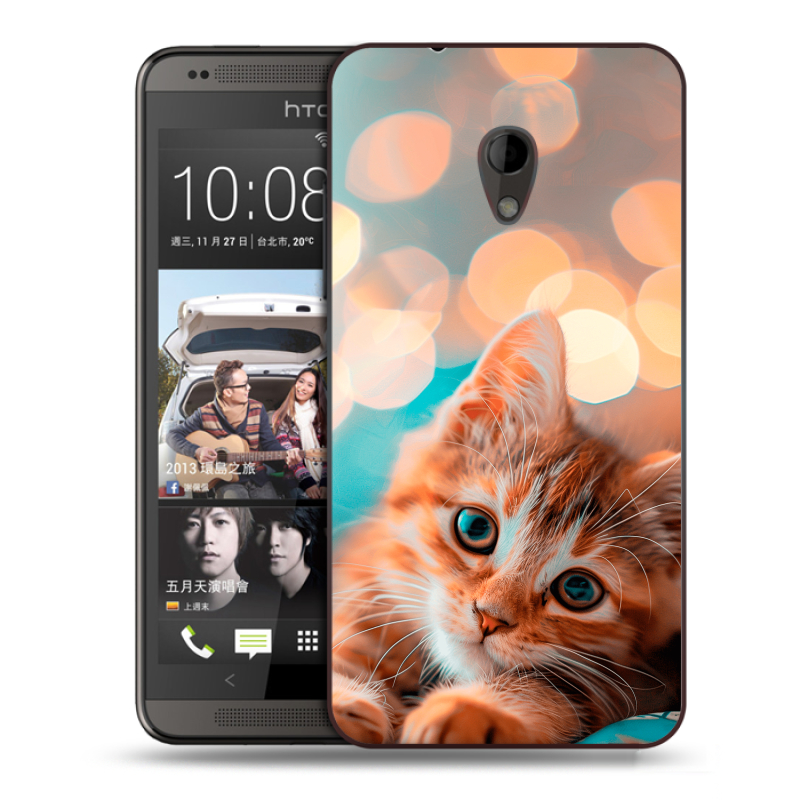 Силиконовый чехол на HTC Desire 700 с принтом котик Силиконовый чехол на HTC Desire 700 с принтом котик