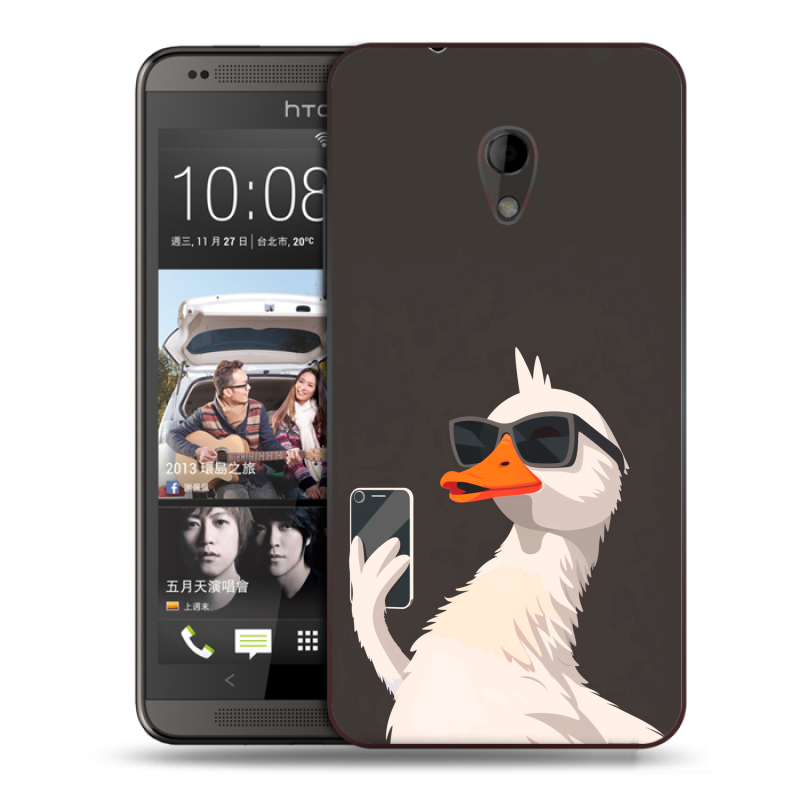 Силиконовый чехол на HTC Desire 700 с принтом утка в очках Силиконовый чехол на HTC Desire 700 с принтом утка в очках