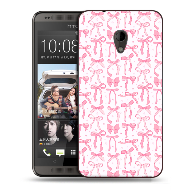 Силиконовый чехол на HTC Desire 700 с принтом Розовые бантики Силиконовый чехол на HTC Desire 700 с принтом Розовые бантики