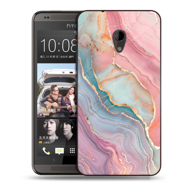 Пластиковый чехол на HTC Desire 700 с принтом розовый мрамор Пластиковый чехол на HTC Desire 700 с принтом розовый мрамор