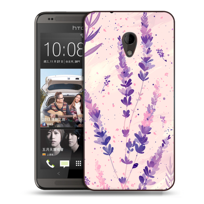 Силиконовый чехол на HTC Desire 700 с принтом цветы лаванда Силиконовый чехол на HTC Desire 700 с принтом цветы лаванда