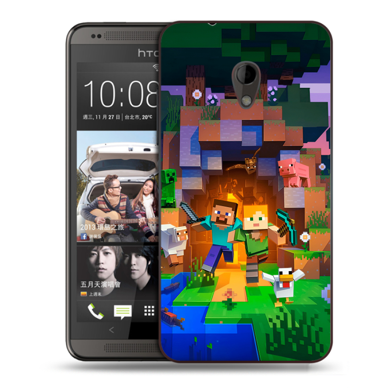 Силиконовый чехол на HTC Desire 700 с принтом Майнкрафт Minecraft Силиконовый чехол на HTC Desire 700 с принтом Майнкрафт Minecraft