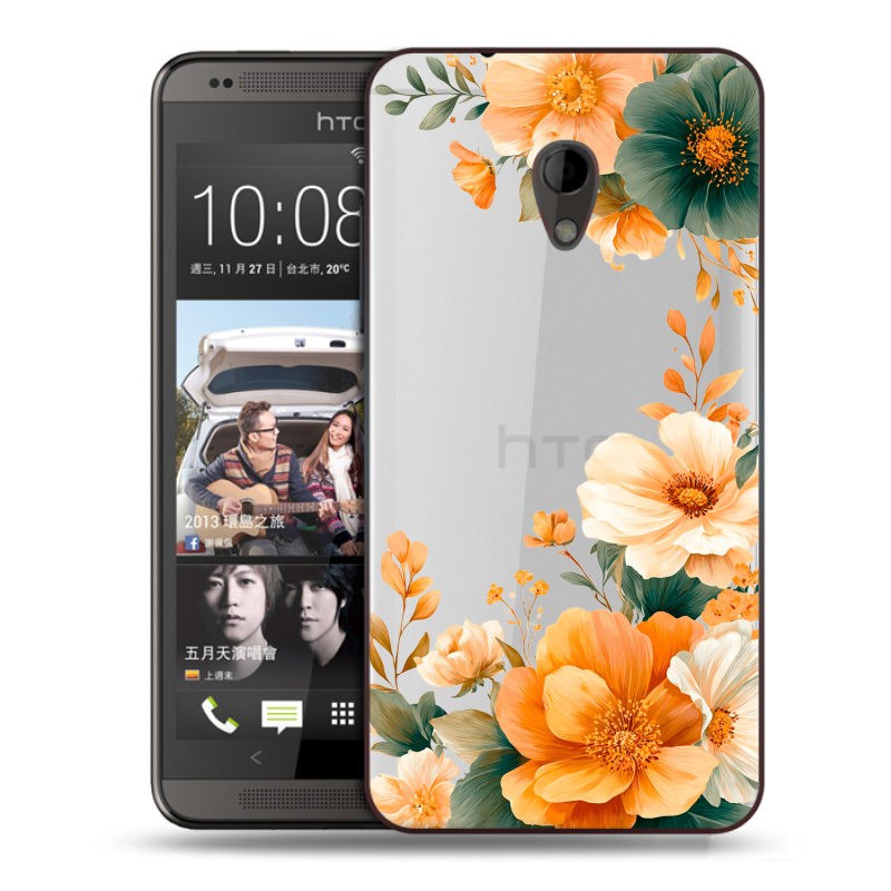 Силиконовый чехол на HTC Desire 700 с принтом Цветы принт Силиконовый чехол на HTC Desire 700 с принтом Цветы принт