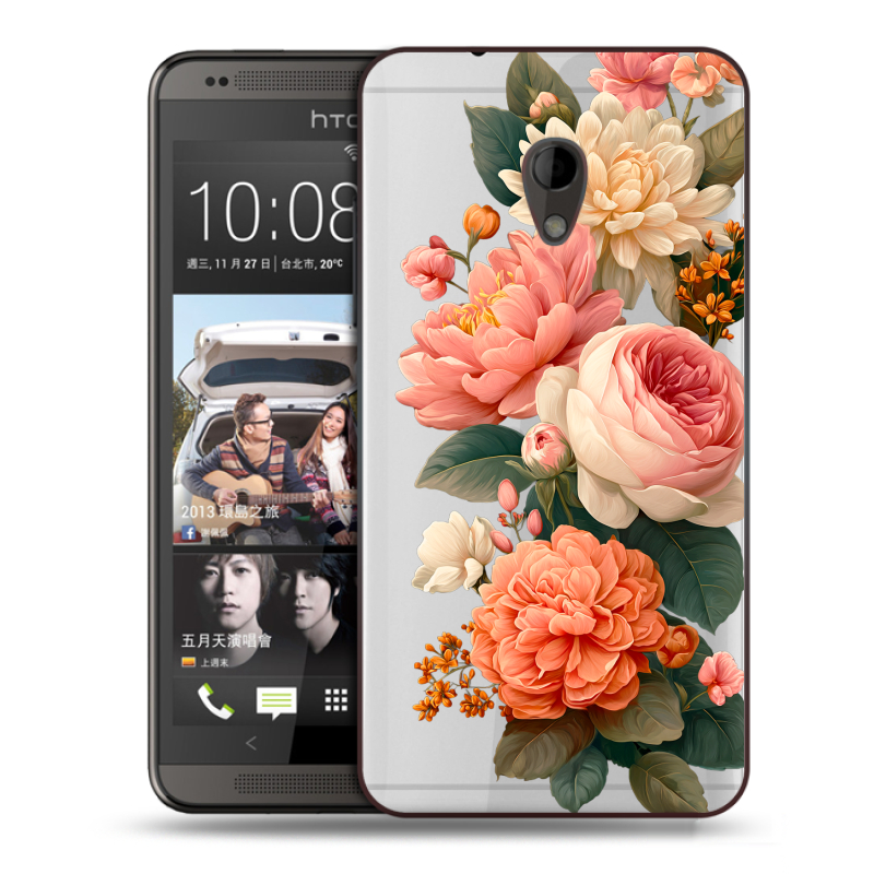 Пластиковый чехол на HTC Desire 700 с принтом цветы Пластиковый чехол на HTC Desire 700 с принтом цветы