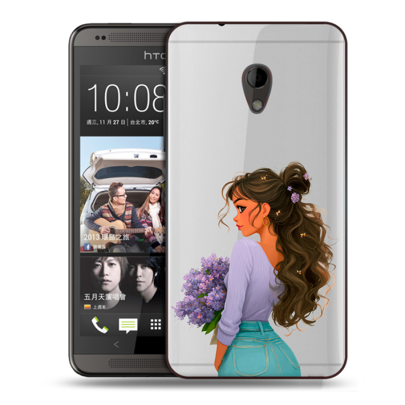 Силиконовый чехол на HTC Desire 700 с принтом девушка цветы Силиконовый чехол на HTC Desire 700 с принтом девушка цветы