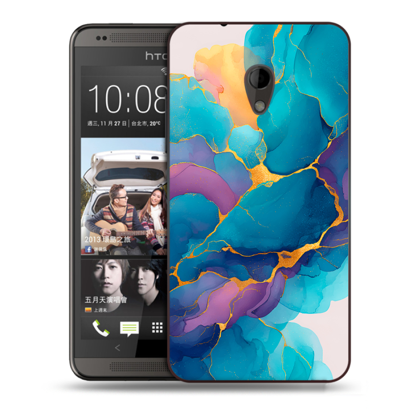 Силиконовый чехол на HTC Desire 700 с принтом Мрамор блестки Силиконовый чехол на HTC Desire 700 с принтом Мрамор блестки