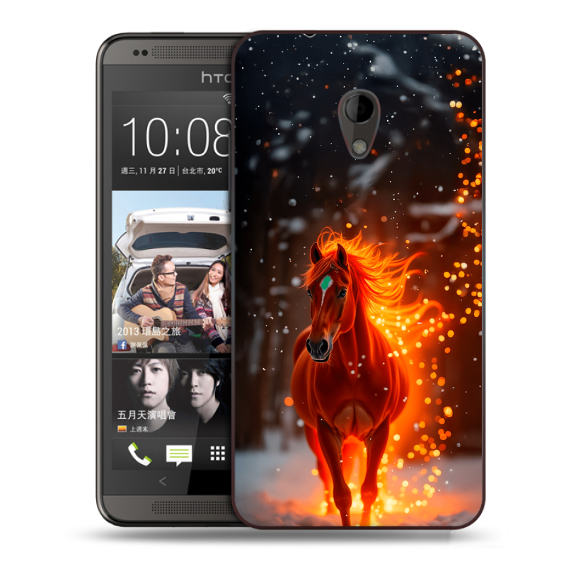 Силиконовый чехол на HTC Desire 700 с принтом Новый год Силиконовый чехол на HTC Desire 700 с принтом Новый год