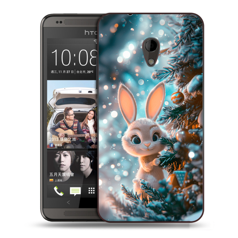 Силиконовый чехол на HTC Desire 700 с принтом Новый год Силиконовый чехол на HTC Desire 700 с принтом Новый год