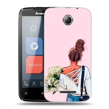 Пластиковый чехол на Lenovo A390 с принтом Девушка и букет
