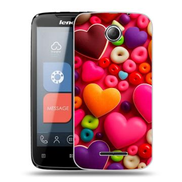 Пластиковый чехол на Lenovo A390 с принтом Сердечки