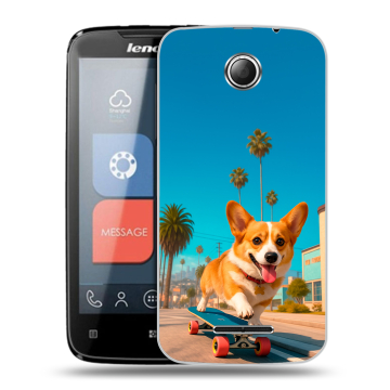 Пластиковый чехол на Lenovo A390 с принтом Корги на скейте