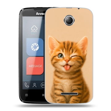 Пластиковый чехол на Lenovo A390 с принтом котенок