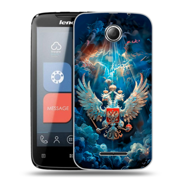 Пластиковый чехол на Lenovo A390 с принтом Герб флаг России