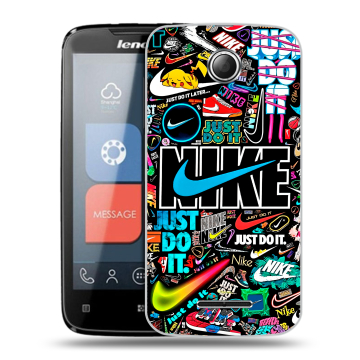 Пластиковый чехол на Lenovo A390 с принтом найк nike черный Пластиковый чехол на Lenovo A390 с принтом найк nike черный