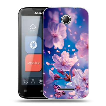 Пластиковый чехол на Lenovo A390 с принтом цветы бабочки