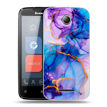 Пластиковый чехол на Lenovo A390 с принтом синий мрамор