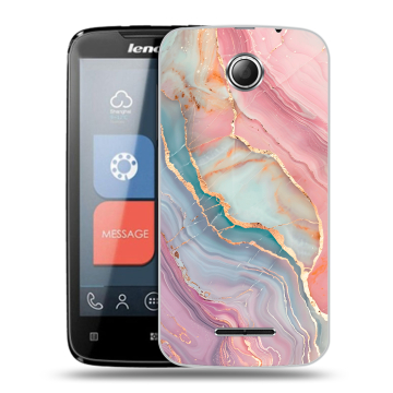 Пластиковый чехол на Lenovo A390 с принтом розовый мрамор