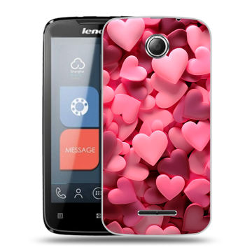 Пластиковый чехол на Lenovo A390 с принтом розовые сердечки