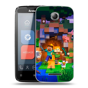Пластиковый чехол на Lenovo A390 с принтом Майнкрафт Minecraft Пластиковый чехол на Lenovo A390 с принтом Майнкрафт Minecraft