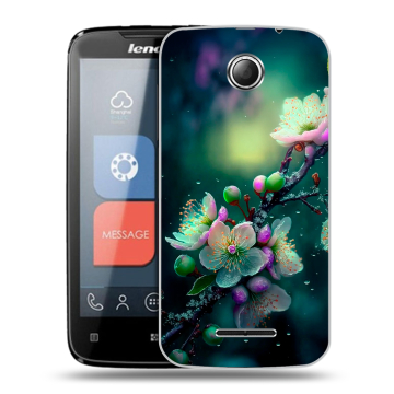 Пластиковый чехол на Lenovo A390 с принтом Цветы и мрамор