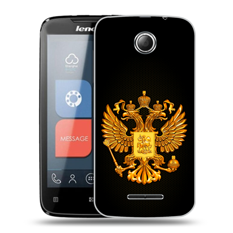 Пластиковый чехол на Lenovo A390 с принтом Герб России желтый Пластиковый чехол на Lenovo A390 с принтом Герб России желтый