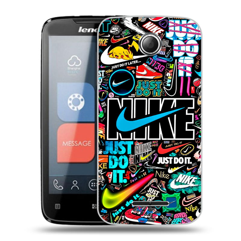 Пластиковый чехол на Lenovo A390 с принтом найк nike черный Пластиковый чехол на Lenovo A390 с принтом найк nike черный