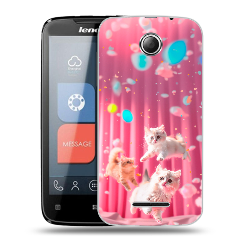 Пластиковый чехол на Lenovo A390 с принтом милые котики Пластиковый чехол на Lenovo A390 с принтом милые котики