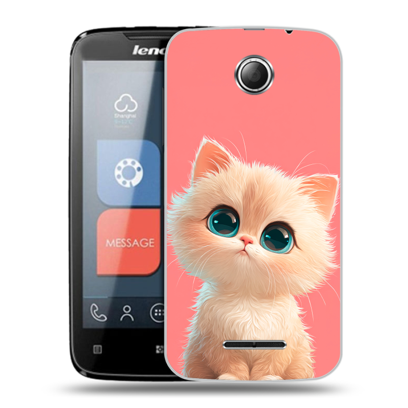Пластиковый чехол на Lenovo A390 с принтом Розовый котенок Пластиковый чехол на Lenovo A390 с принтом Розовый котенок