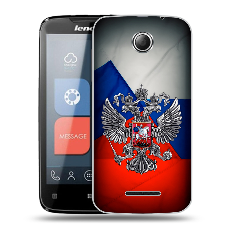 Пластиковый чехол на Lenovo A390 с принтом Флаг России Пластиковый чехол на Lenovo A390 с принтом Флаг России