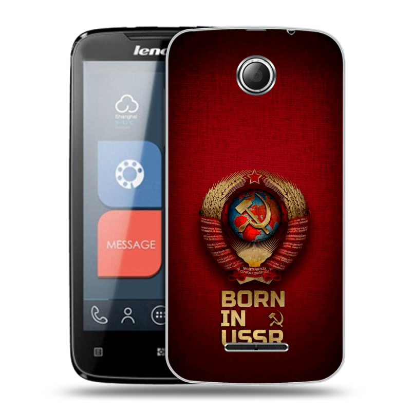 Пластиковый чехол на Lenovo A390 с принтом Флаг Герб СССР Пластиковый чехол на Lenovo A390 с принтом Флаг Герб СССР