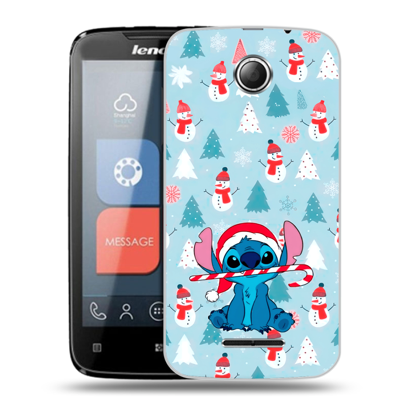Пластиковый чехол на Lenovo A390 с принтом Стич Новый год Пластиковый чехол на Lenovo A390 с принтом Стич Новый год