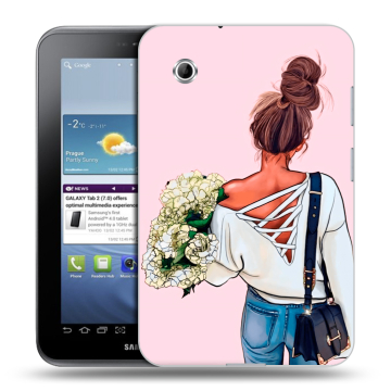 Силиконовый чехол на планшета Samsung Galaxy Tab 2 7.0 GT-P3100 с принтом Девушка и букет Силиконовый чехол на планшета Samsung Galaxy Tab 2 7.0 GT-P3100 с принтом Девушка и букет