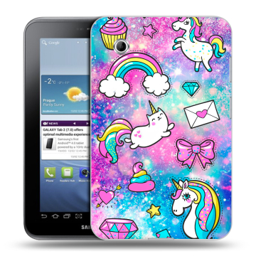 Силиконовый чехол на Samsung Galaxy Tab 2 7.0 с принтом Единороги