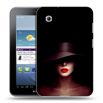 Силиконовый чехол на Samsung Galaxy Tab 2 7.0 с принтом Девушка в шляпе