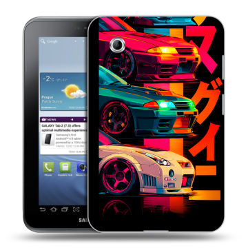 Силиконовый чехол на Samsung Galaxy Tab 2 7.0 с принтом Гоночные машины
