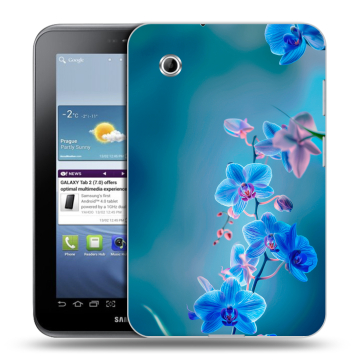 Силиконовый чехол на Samsung Galaxy Tab 2 7.0 с принтом Голубые цветы