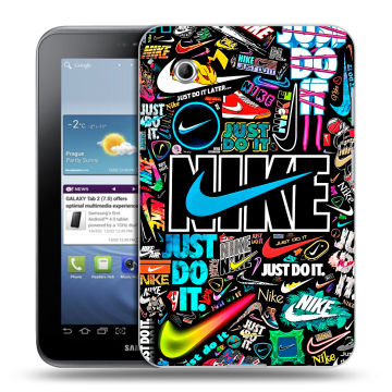 Силиконовый чехол на Samsung Galaxy Tab 2 7.0 с принтом найк nike черный