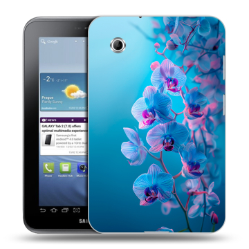 Силиконовый чехол на Samsung Galaxy Tab 2 7.0 с принтом голубые орхидеи Силиконовый чехол на Samsung Galaxy Tab 2 7.0 с принтом голубые орхидеи