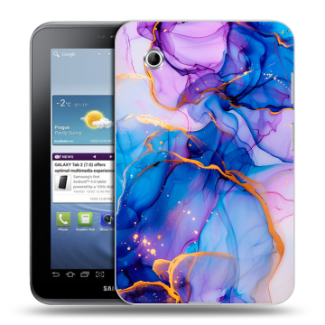Силиконовый чехол на Samsung Galaxy Tab 2 7.0 с принтом синий мрамор