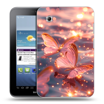 Силиконовый чехол на Samsung Galaxy Tab 2 7.0 с принтом бабочки розовые