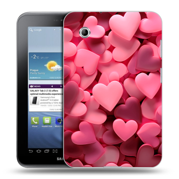 Силиконовый чехол на Samsung Galaxy Tab 2 7.0 с принтом розовые сердечки