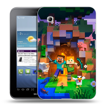 Силиконовый чехол на Samsung Galaxy Tab 2 7.0 с принтом Майнкрафт Minecraft