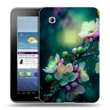 Силиконовый чехол на Samsung Galaxy Tab 2 7.0 с принтом Цветы и мрамор