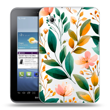 Силиконовый чехол на Samsung Galaxy Tab 2 7.0 с принтом Цветы паттерн