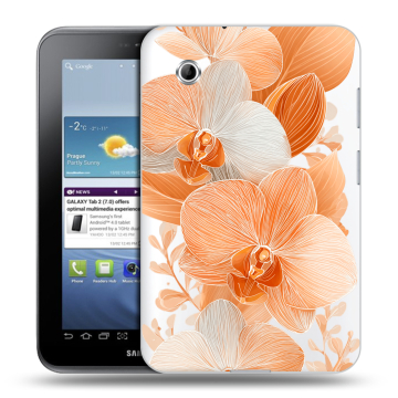 Силиконовый чехол на Samsung Galaxy Tab 2 7.0 с принтом Бежевые цветы