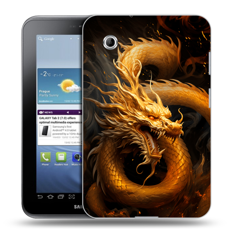 Силиконовый чехол на Samsung Galaxy Tab 2 7.0 с принтом Золотой дракон Силиконовый чехол на Samsung Galaxy Tab 2 7.0 с принтом Золотой дракон