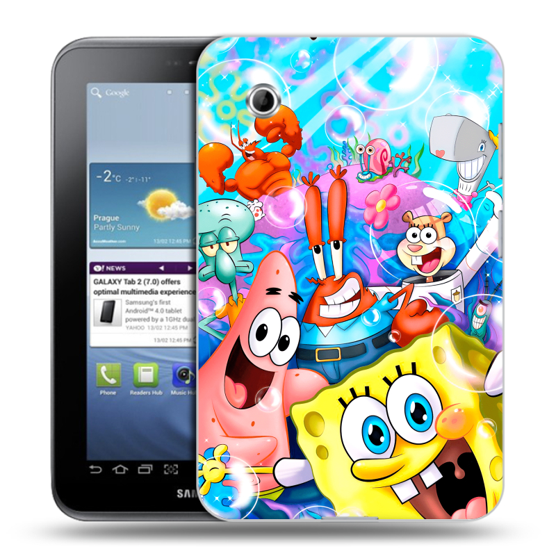 Силиконовый чехол на Samsung Galaxy Tab 2 7.0 с принтом спанчбоб спанч боб Силиконовый чехол на Samsung Galaxy Tab 2 7.0 с принтом спанчбоб спанч боб