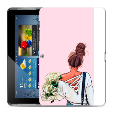 Силиконовый чехол на Samsung Galaxy Tab 2 10.1 с принтом Девушка и букет