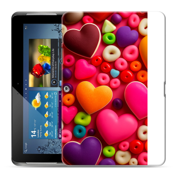 Силиконовый чехол на Samsung Galaxy Tab 2 10.1 с принтом Сердечки