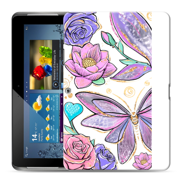 Силиконовый чехол на Samsung Galaxy Tab 2 10.1 с принтом Бабочки и цветы